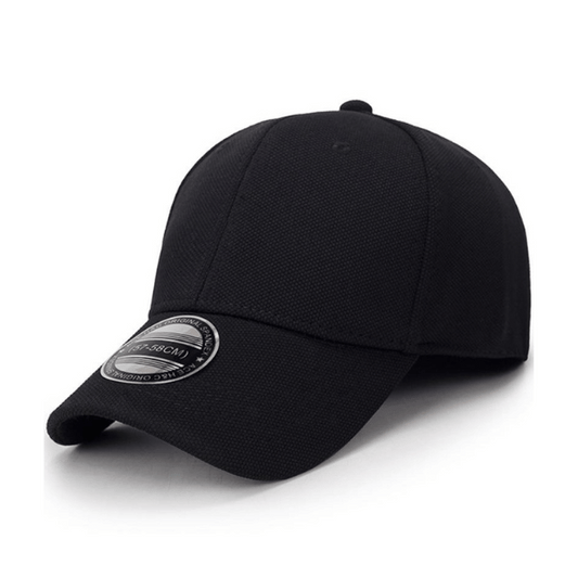 black fitted cap