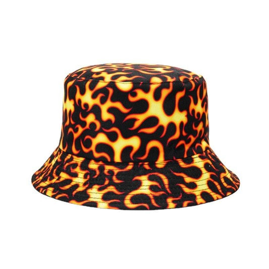 Bucket Hat with flames on it