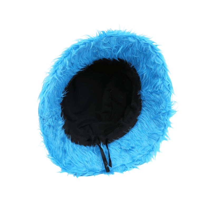 fluffy blue bucket hat