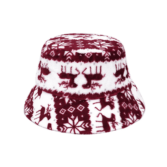 Red and white Christmas bucket hat