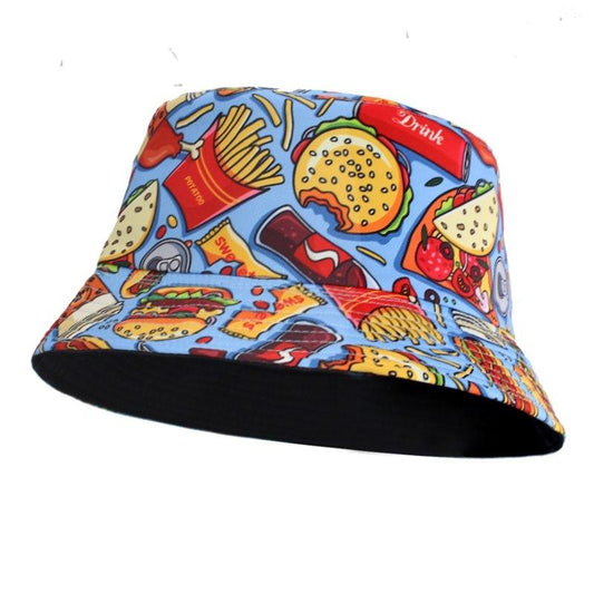 fast food pattern bucket hat