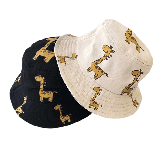 White and black giraffe bucket hats for kids