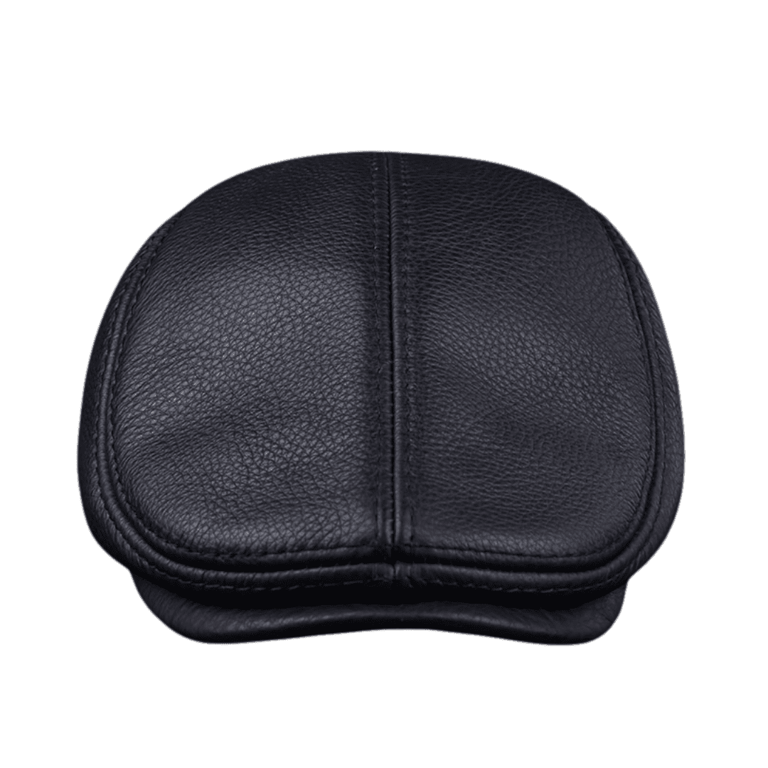 Black leather ascot hat