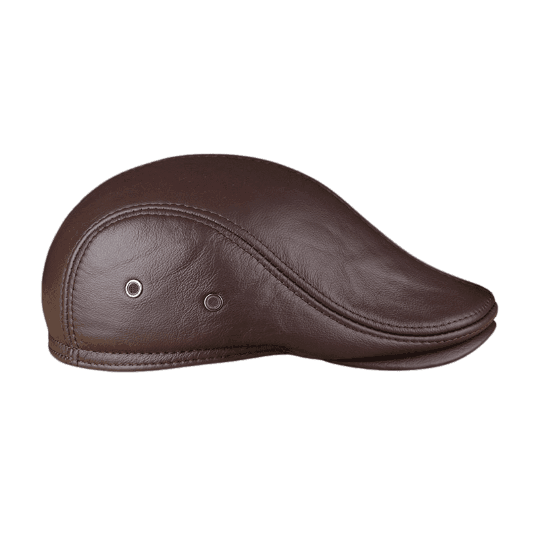 Brown leather ascot hat