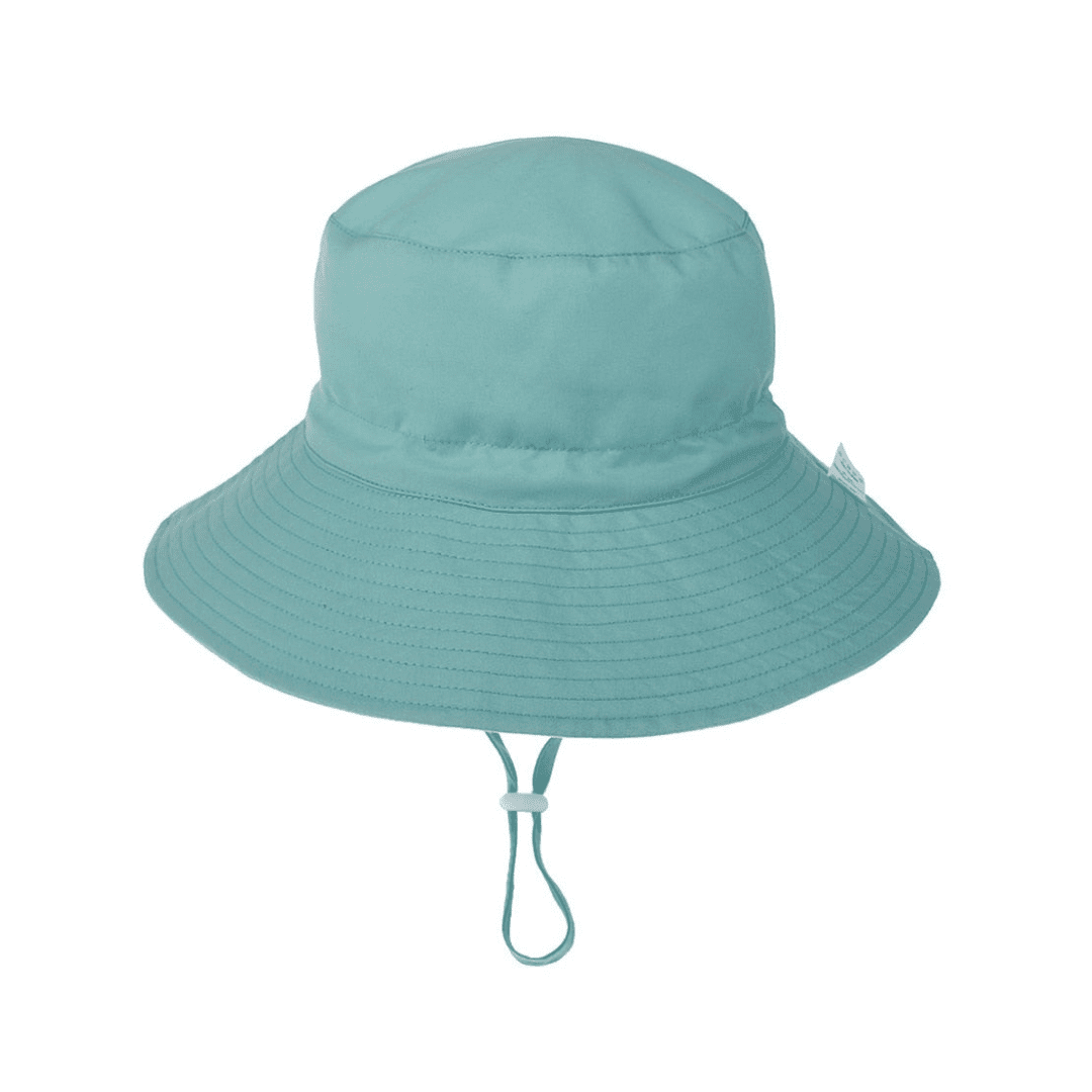 Teal bucket hat with string for toddlers