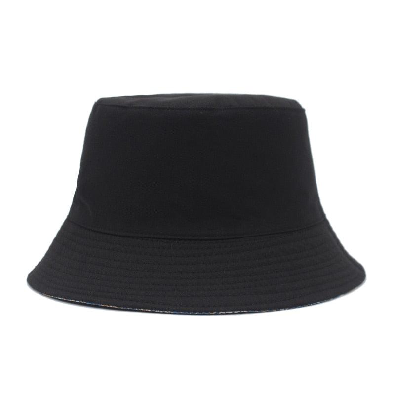 Reversible black floral bucket hat