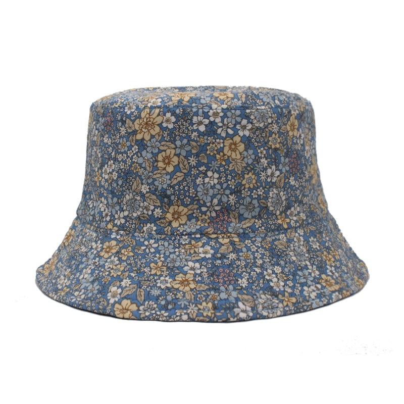 Reversible blue floral bucket hat