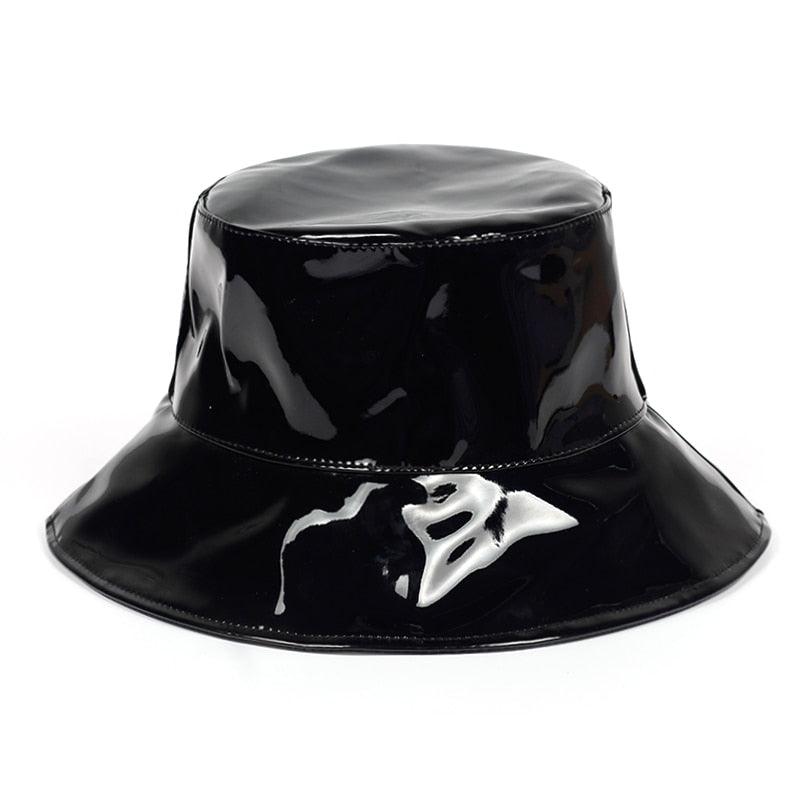 Shiny black festival bucket hat