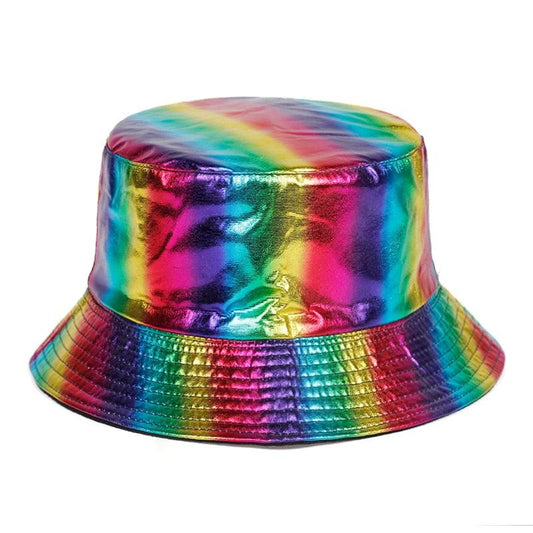 Shiny rainbow festival bucket hat