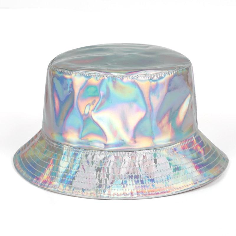 Shiny silver festival bucket hat