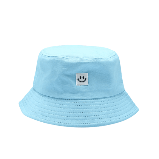blue smiley face bucket hat