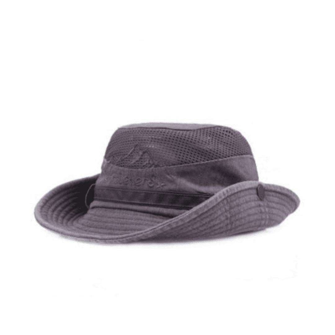 Grey sun hat with clips and strap