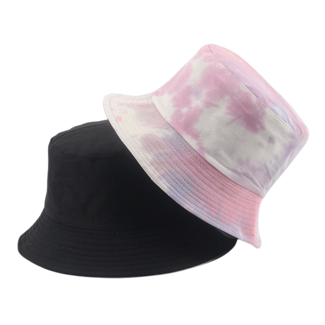 White and pink tie dye bucket hat