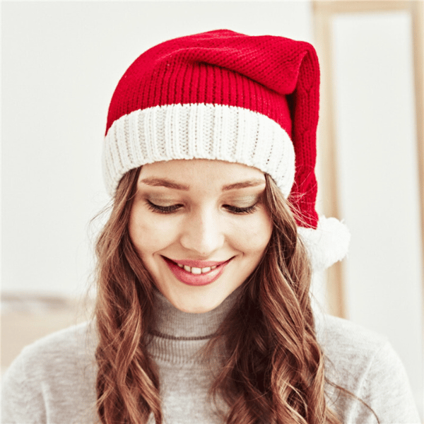 woman wearing santa hat