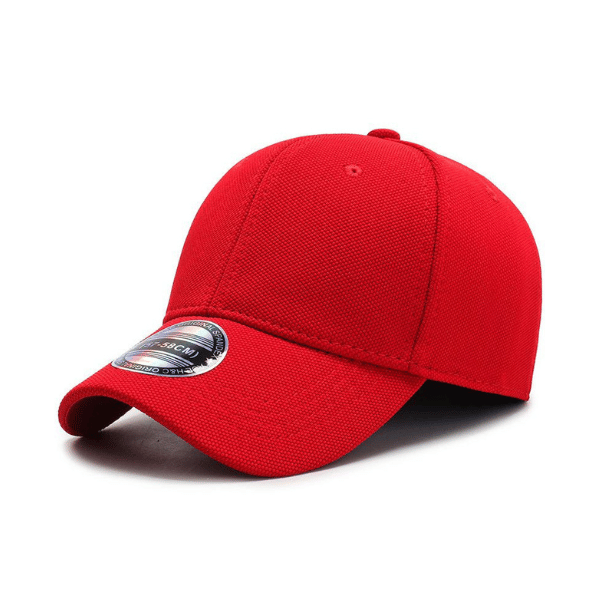 red fitted cap