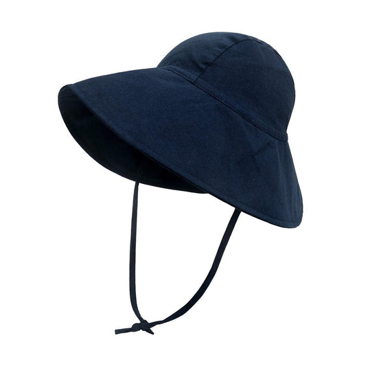 Navy big brim sun hat for kids with strap
