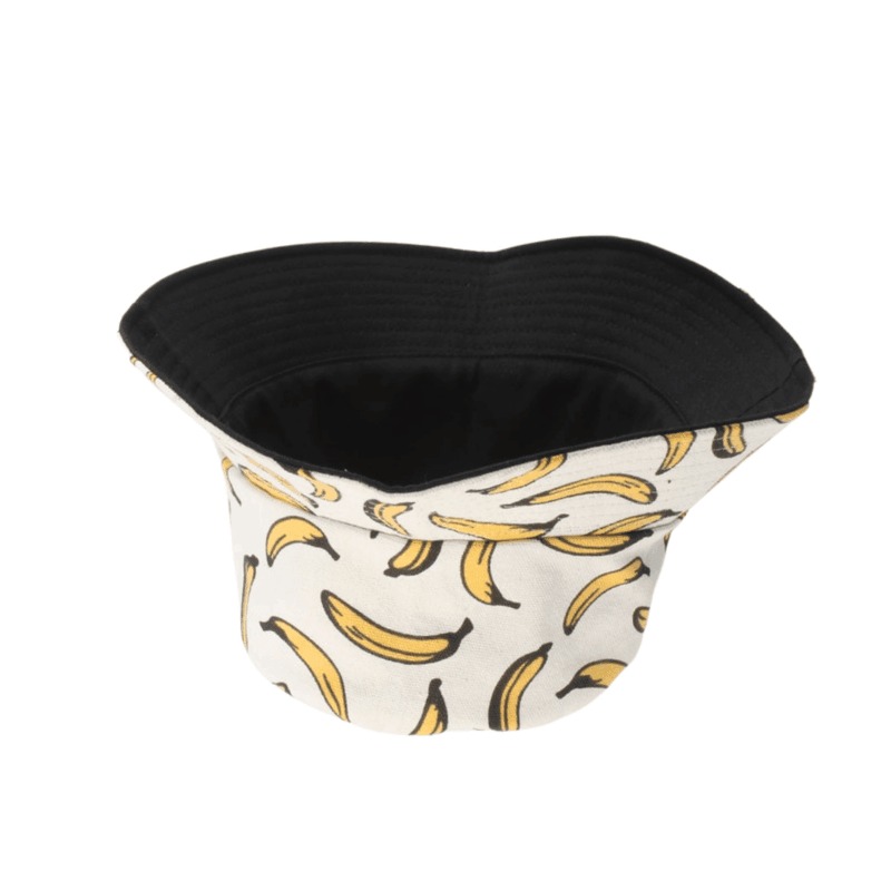 bucket hat with banana pattern