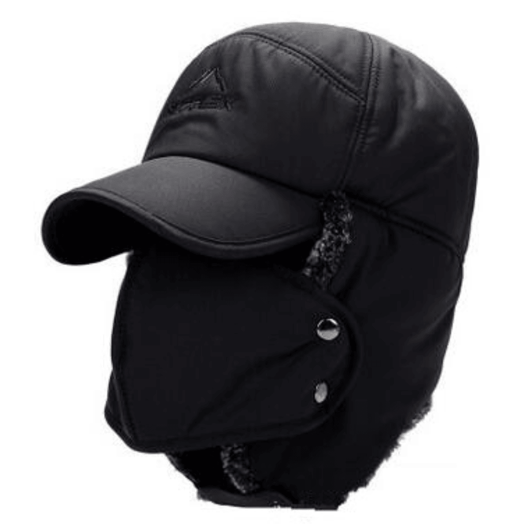 Black full face bomber cap