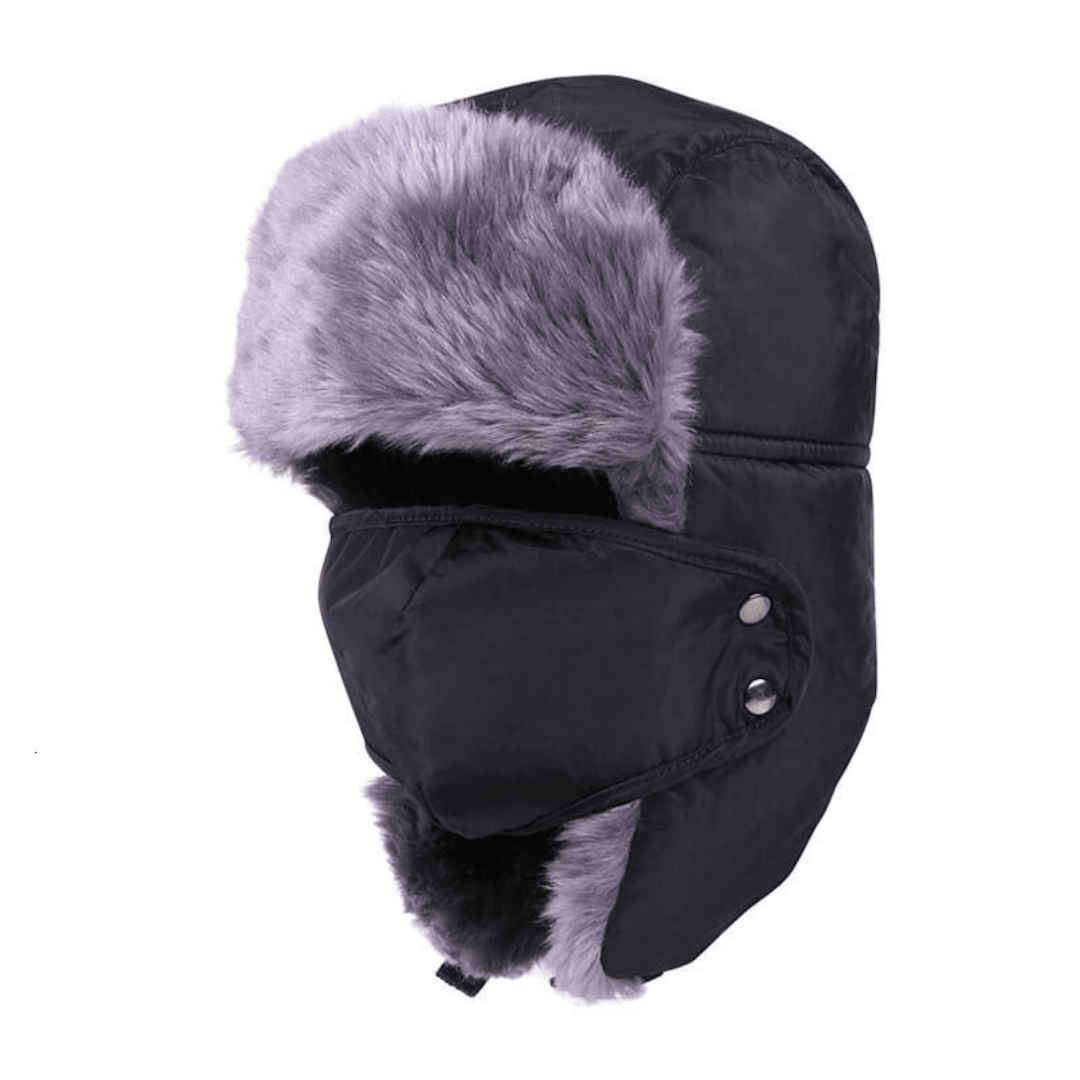 Black full face bomber hat