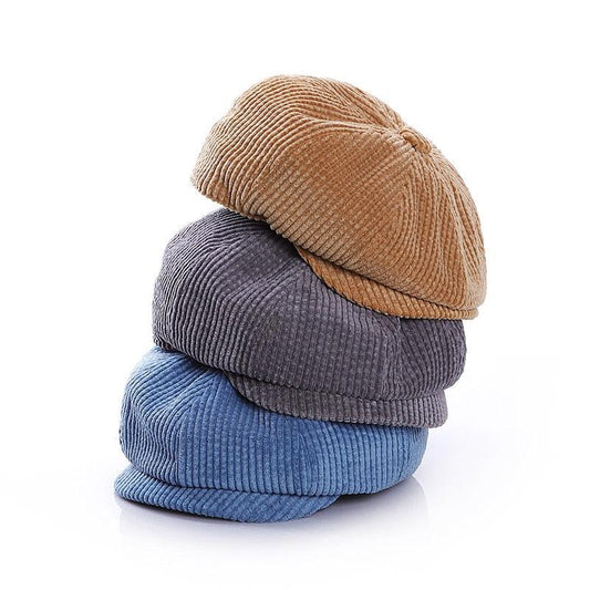Three vintage corduroy hats for babies and toddlers