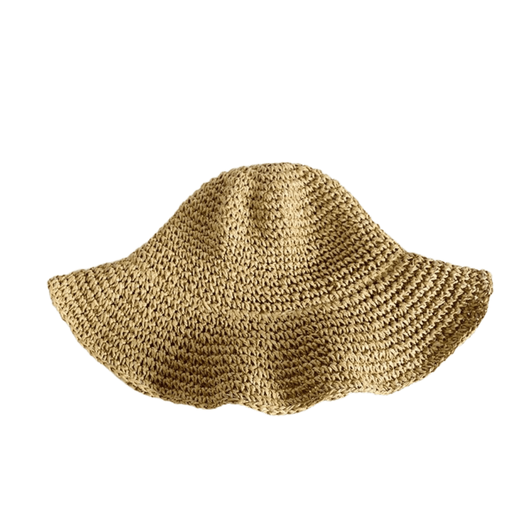 Khaki floppy straw summer sun hat