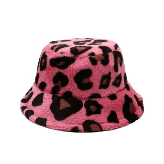 furry leopard bucket hat