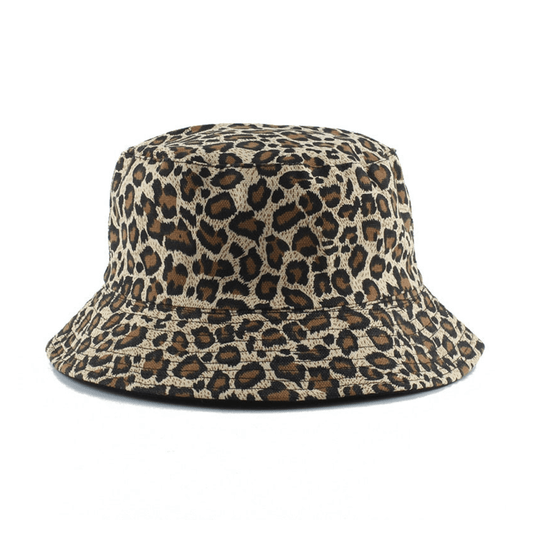 White and brown leopard bucket hat