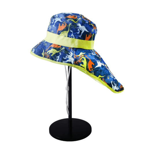 dinosaur bucket hat with neck flap for kids