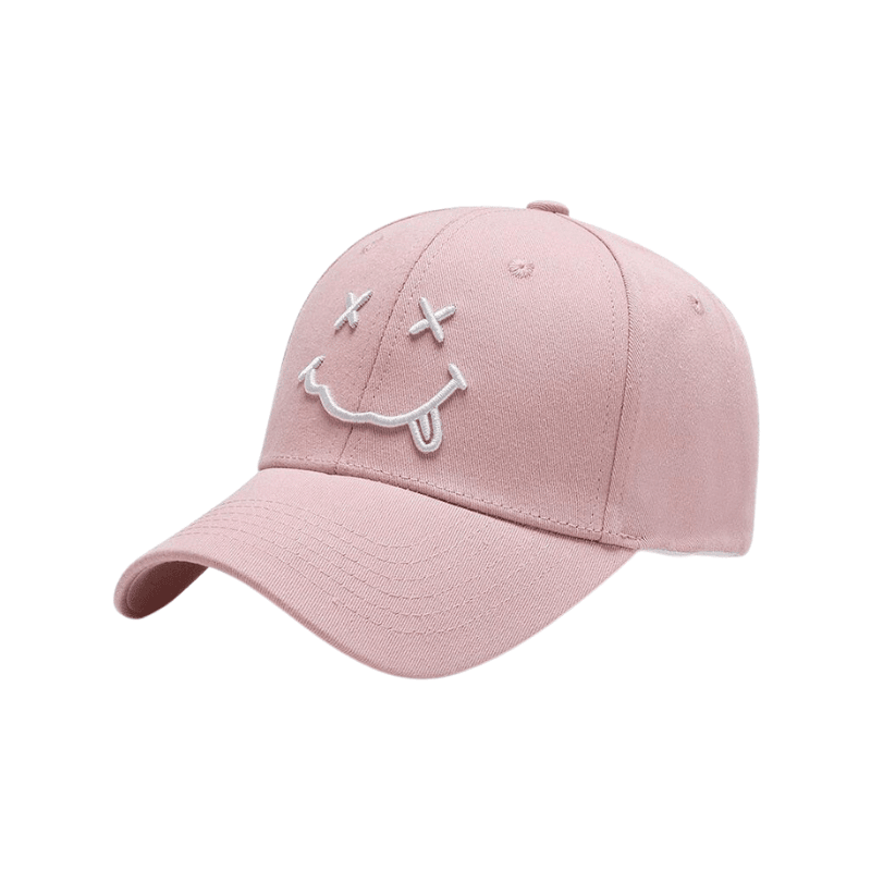 light pink smiley face baseball cap