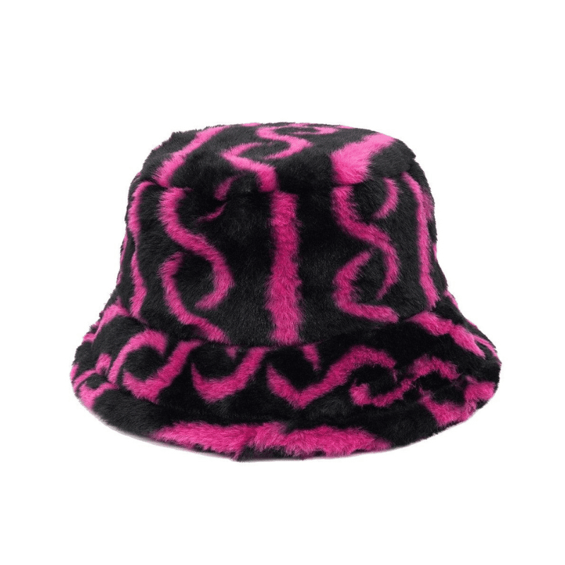 pink fluffy bucket hat