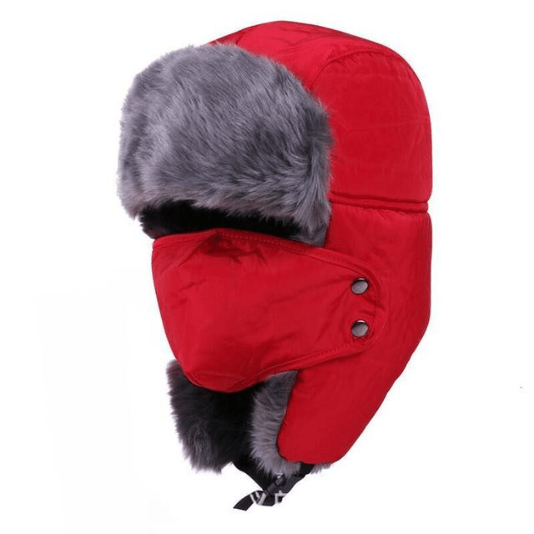 Red full face bomber hat